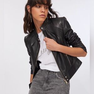 Miss Selfridge Black Jacket with Gold Zippers